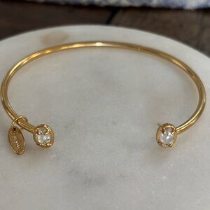 Gold Plated Open Cuff Bracelet with Crystal Endstones